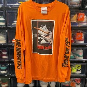 THE HUNDREDS x FRIDAY THE 13th • LONG SLEEVE JASON VORHEES TEE • XXL • ORANGE